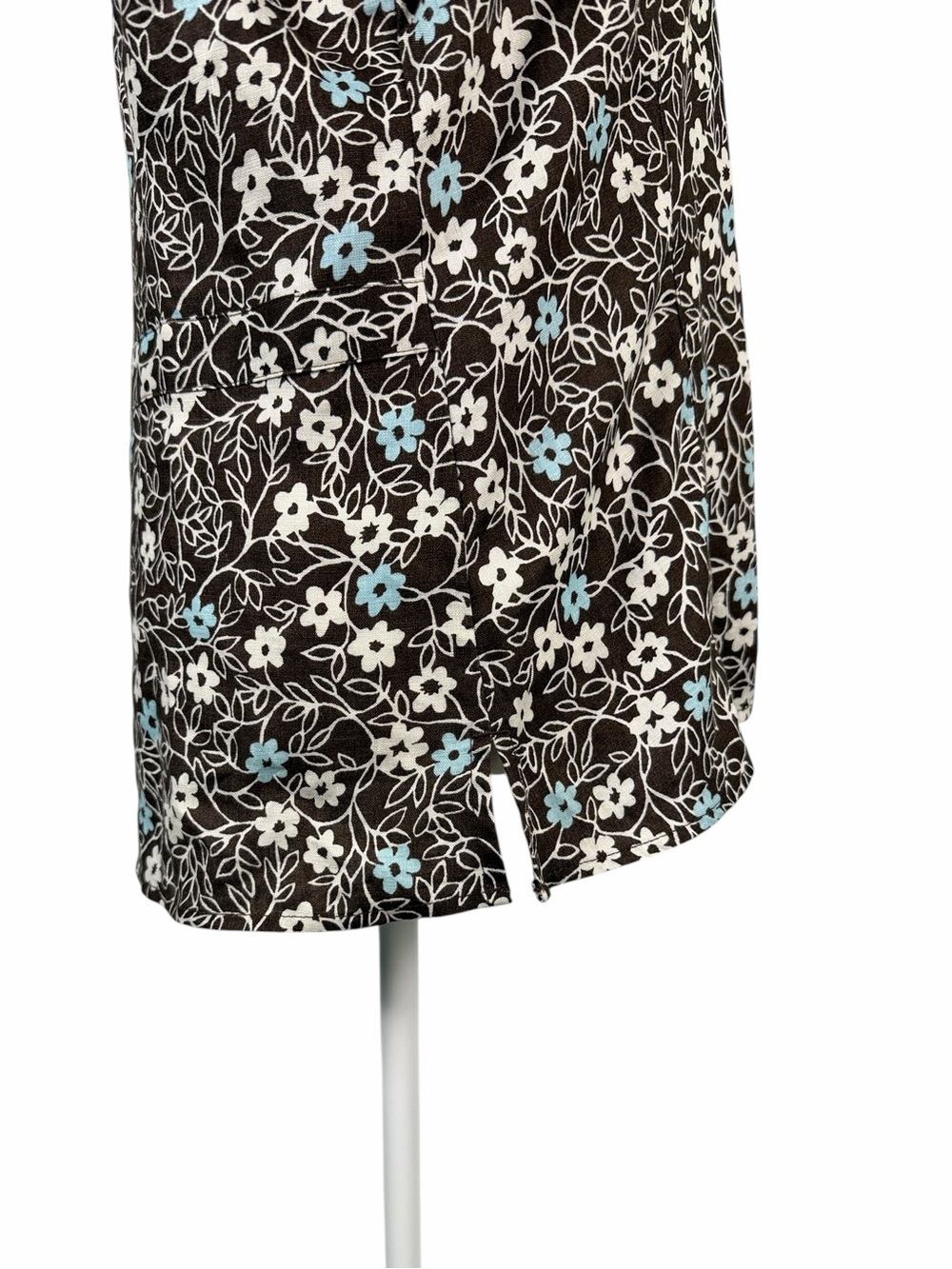 Kim Rogers Brown Linen blue& white Floral Button-Up Shirt Size M Casual chic - Picture 5 of 11